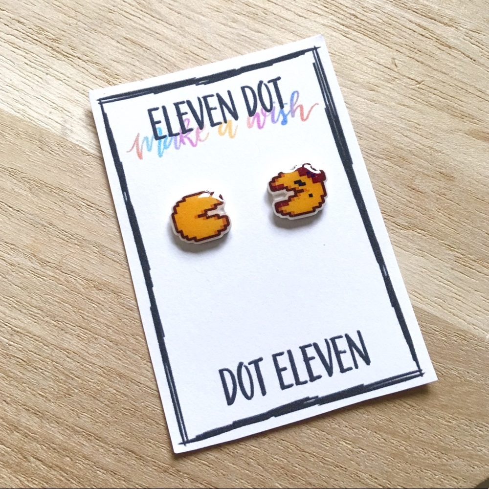 Mr & Mrs Pac-Man Video Game Stud Post Earrings